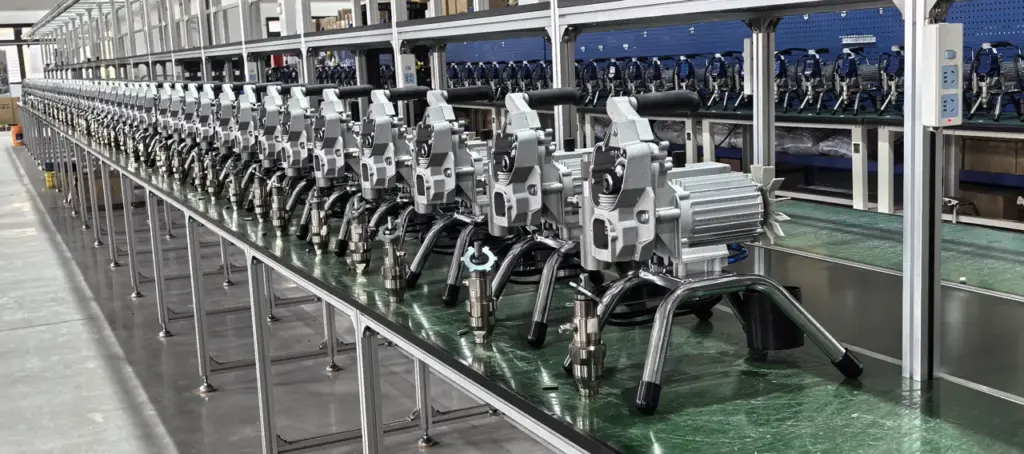 YANGFENG airless paint sprayer production line in Taizhou workshop