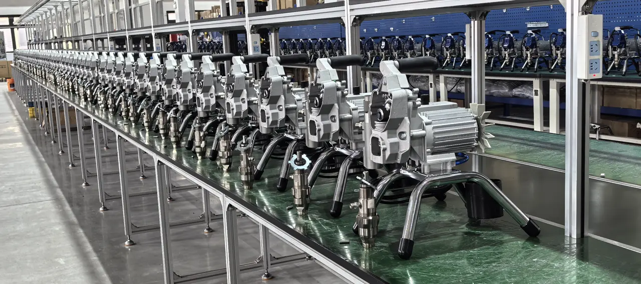 YANGFENG airless paint sprayer production line in Taizhou workshop